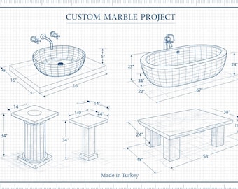 Consulta para proyectos de mármol a medida: tarifa inicial de diseño para lavabos, bañeras y muebles de piedra personalizados.