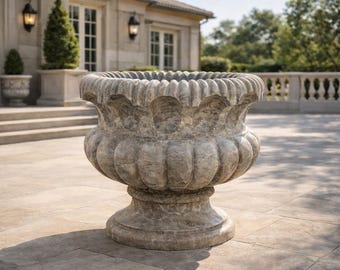 Macetero de jardín de mármol tallado a mano – Maceta clásica de piedra