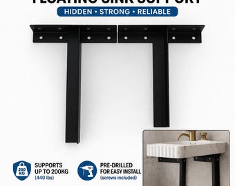 Soportes flotantes de alta resistencia para lavabo, montaje oculto de acero para tocador.