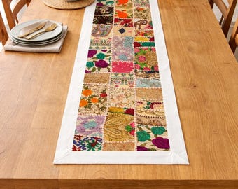 Vintage Patchwork Tischläufer Kantha Tischläufer Bunt Boho Home & Esstisch Dekor