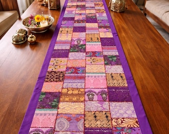 Vintage Handmade Patchwork Runner for Dining Table & Hallway Decor Embroidered Traditional Indian  Table Runner