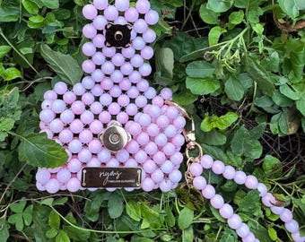 Pink Ombre Beaded Card Holder, Mini Wallet with Wrist Strap