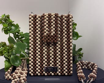 Handmade Brown Beaded Bag, Beaded Shoulder Bag, Handmade Bag for Mom, Unique Gift Idea, Mother’s Day Gift, Gift for Her