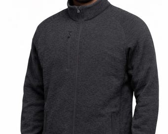 Herren Dark Charcoal Jacket - Warme Winterjacke mit durchgehendem Reißverschluss, weiche Thermo-Outdoor-Freizeitkleidung