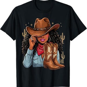 Cowgirl Afro Western Country Boots Rodeo Melanin digital