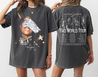 Comfort Colors® Jugend Michael Jackson Vintage Shirt, Michael Jackson Bad World Tour 1987 T-Shirt, King Of Pop Unisex Fan Geschenk