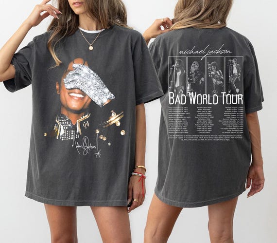 Comfort Colors® Youth Michael Jackson Vintage Shirt, Michael Jackson Bad World Tour 1987 T-Shirt, King Of Pop Unisex Fan Gift