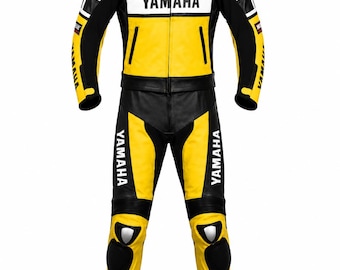 Yamaha MotoGP Yellow 2 Piece Leather Racing Suit for Motorcycle Riders