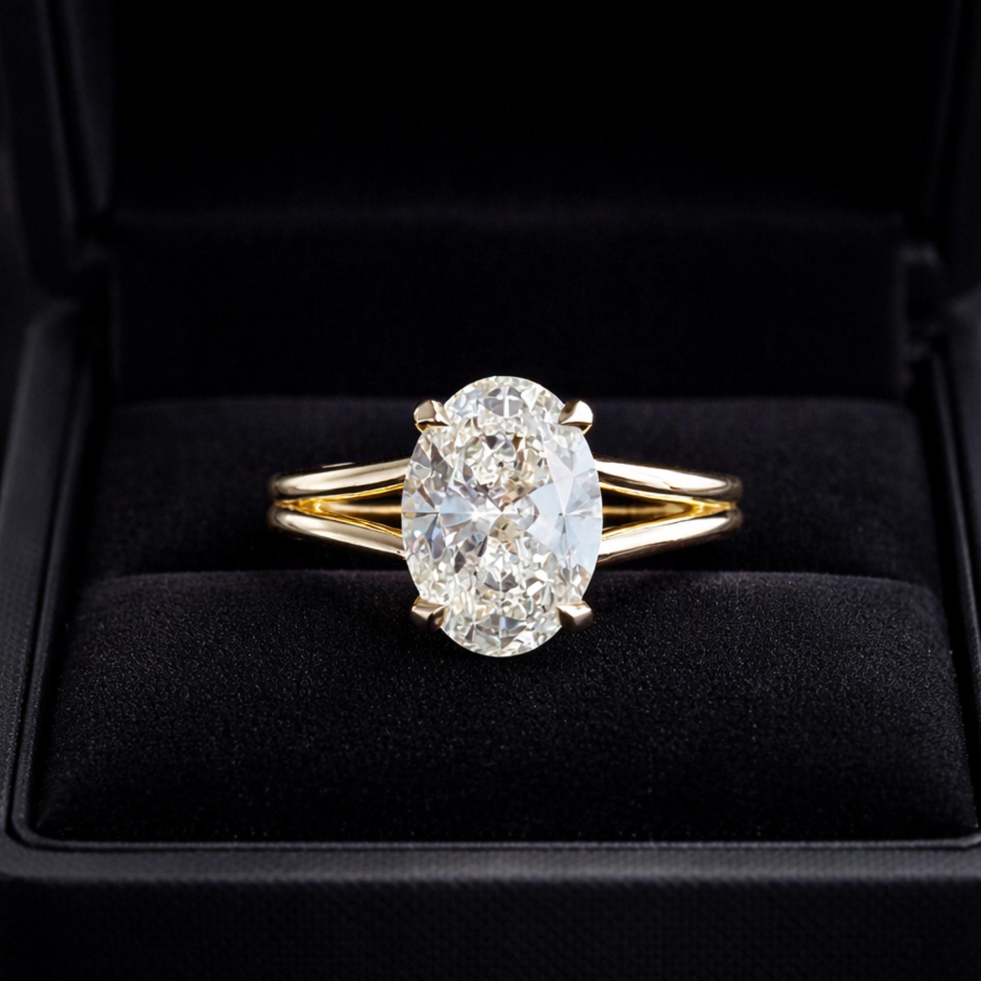 3CT Oval Moissanite Engagement Ring: Solid Gold Split Shank, Solitaire ...