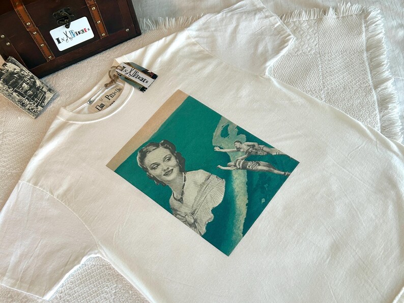Who Needs Men? Graphic Tee: Handmade Collage Print Wearable Art image 6