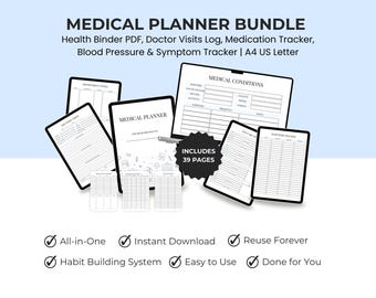 Medical Planner Bundle | Health Binder, Doctor Visit Log (PDF)