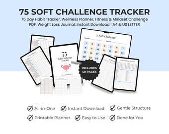 75 Soft Challenge Tracker | Habit & Wellness Planner (PDF)