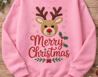 Christmas Design, Christmas Crochet Png, Faux Yarn Reindeer Png, Reindeer Png, Latch Hook Yarn Png, Merry Christmas Png