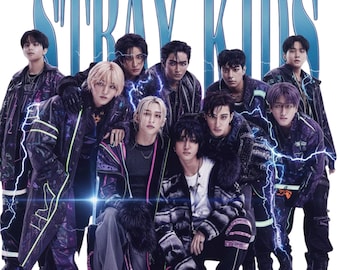 Stray Kids PNG, Retro K-Pop Group Design (Digital Download)