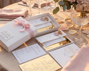 Luxe Quinceañera uitnodigingsset met acrylspiegel, bloemenbewaardoos, uitnodiging voor een verjaardagsfeest