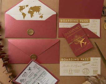 Destination Wedding Invitation Suite, Passport Wedding Invite