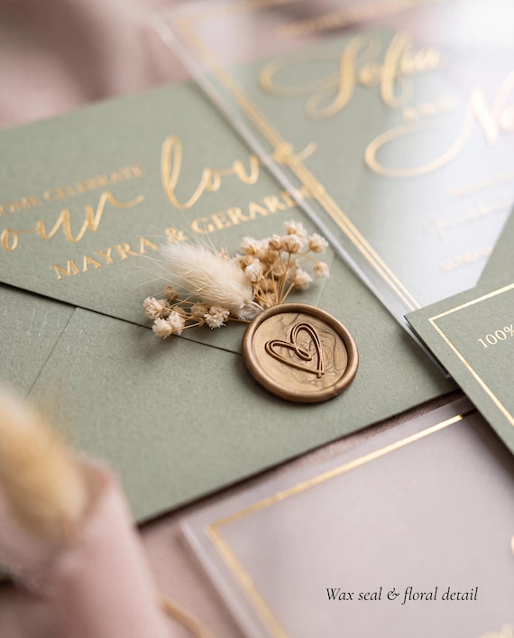 Sage Green  Wedding Invitation Suite, Muslim Nikah Invite, Arabic Calligraphy, Luxury Stationery