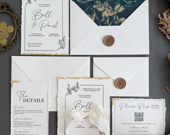 Fine Art Wedding Invitation Suite: Rustic Romantic Floral Wedding Invite