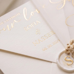 Juego de invitaciones de boda en verde salvia, invitación para la ceremonia musulmana Nikah, caligrafía árabe, papelería de lujo. imagen 9