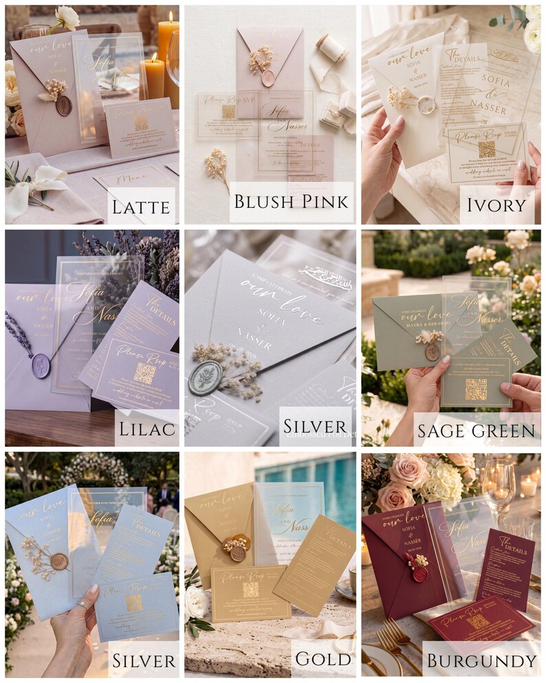 Juego de invitaciones de boda en verde salvia, invitación para la ceremonia musulmana Nikah, caligrafía árabe, papelería de lujo. imagen 20