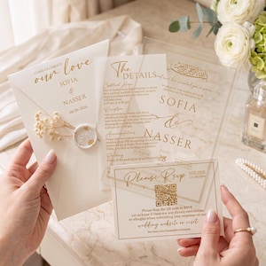 Juego de invitaciones de boda en verde salvia, invitación para la ceremonia musulmana Nikah, caligrafía árabe, papelería de lujo. imagen 8