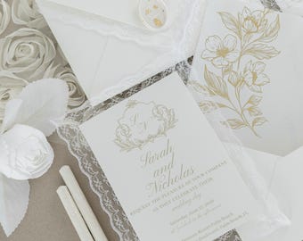 Lace Wedding Invitation Suite, Elegant Wedding Invitations, Romantic Wedding Cards, Custom Wedding Stationery