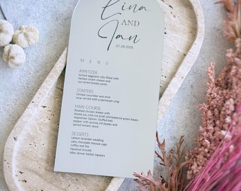 Custom Silver Acrylic Wedding Menu, Elegant Dinner Reception Menu