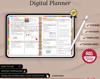 ADHD Digital Planner : Self-Care and Habit Tracker, Undated Digital Planner, iPad Planner, Adult ADHD Planner, Daily, Weekly Adhd Planner