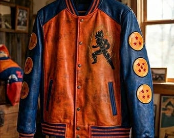 Dragon ball Z goku inspired expertly crafted leather jacket.