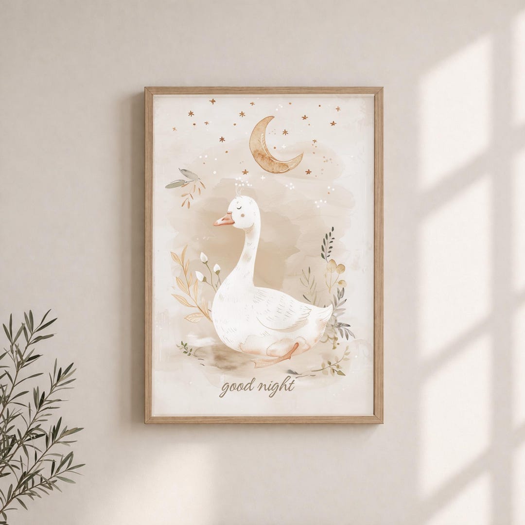 Good Night Goose Nursery Wall Art Print | Neutral Baby Room Decor ...