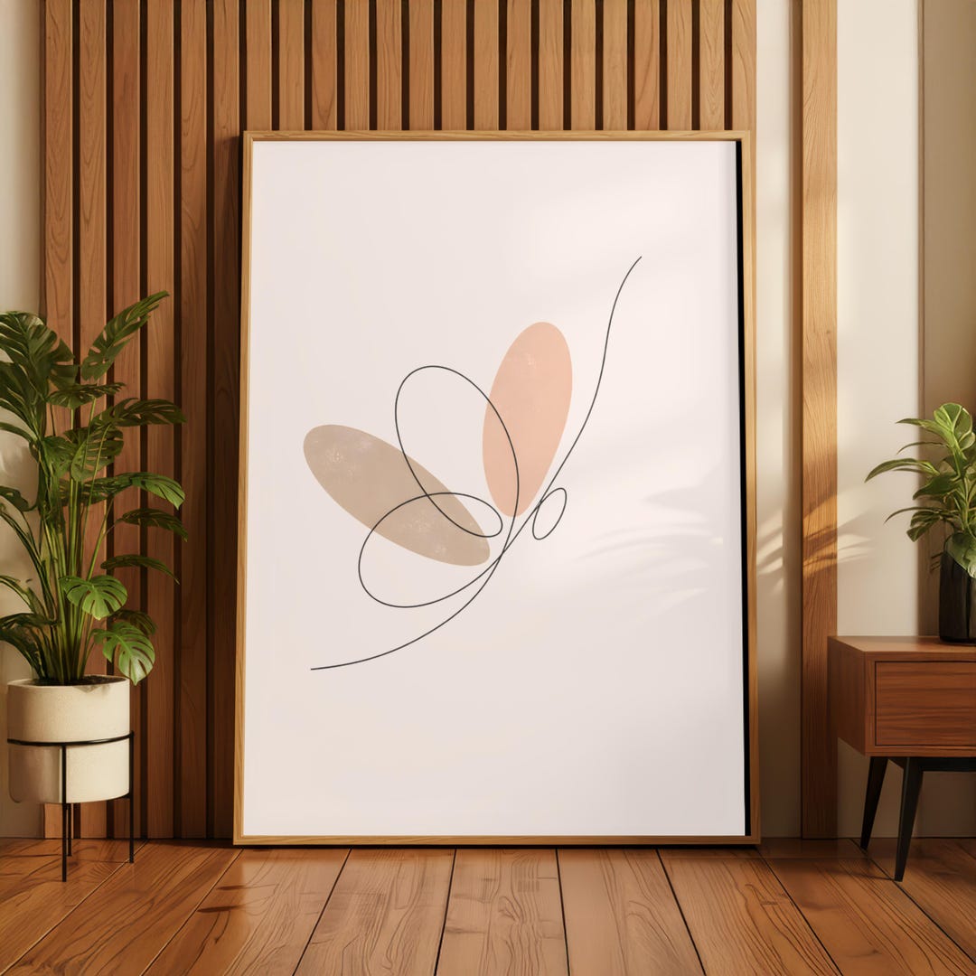 Minimalist Abstract Line Art Print, Boho Neutral Wall Decor, Continuous ...