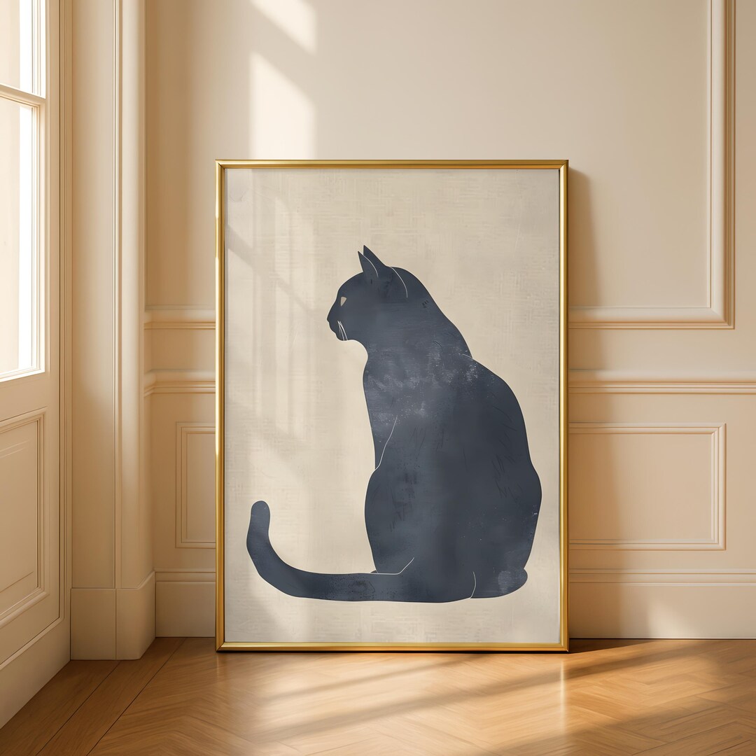 Japanese Cat Wall Art Print, Minimalist Japandi Cat Poster, Zen Wabi ...