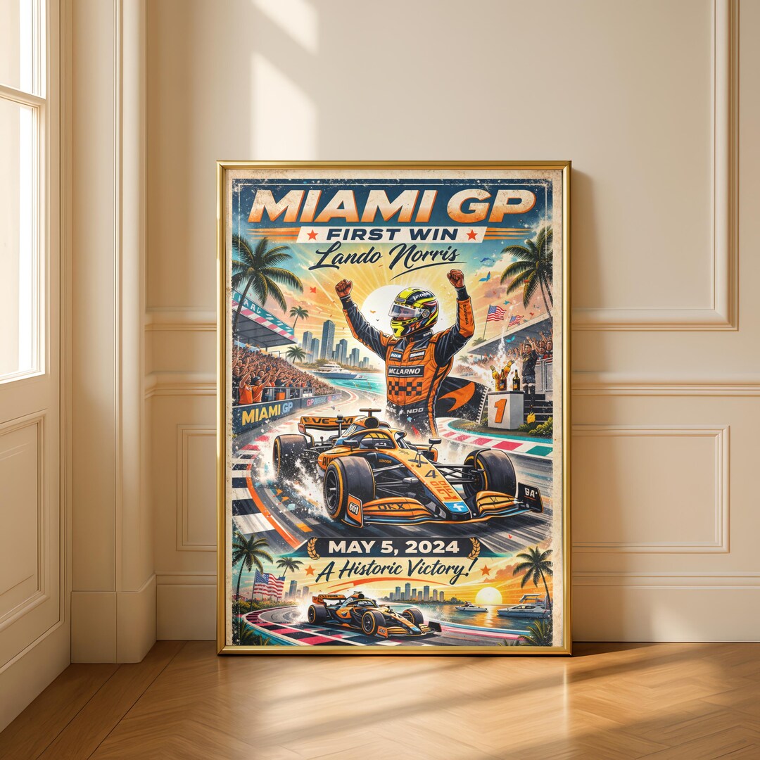 Lando Norris Miami GP First Win Poster | Formula 1 Wall Art | Vintage ...