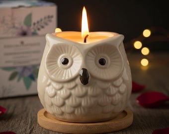 Enchanting Owl Candle Infused Sweet Orange Aromatherapy Present Women Unique Birthday Bath Relaxation, Home Decoration Keepsake gift