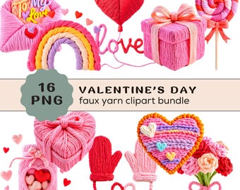 Puede incluir: Un conjunto de imágenes prediseñadas de hilo falso con temática de San Valentín. La imagen incluye un sobre rosa con el texto "To My Love", un arcoíris, un globo en forma de corazón, una caja de regalo, una piruleta y otros objetos en forma de corazón.