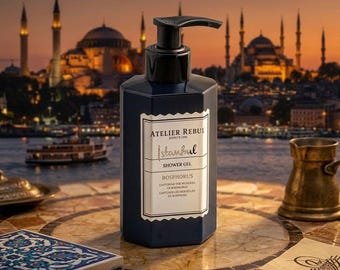 Atelier Rebul Istanbul Duschgel 250 ml, türkische Luxus-Körperwäsche, Premium-würzige, holzig duftende Körperseife, feuchtigkeitsspendendes Bad und Schönheitsgeschenk