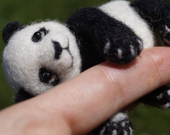 Handmade needle felted panda figurine