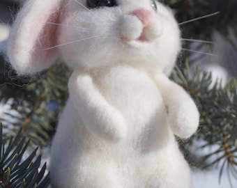 Needle Felted Bunny Ornament – Easter Rabbit Decoration – Handmade Wool Bunny – Spring Home Decor – Cute Easter Gift
