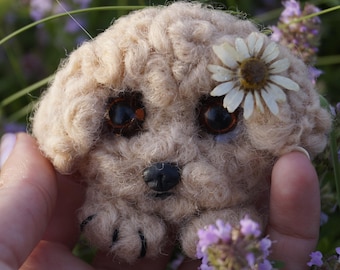 Custom Needle Felted Dog Brooch - Realistic Puppy Pin - White Fluffy Dog Jewelry - Personalized Pet Lover Gift