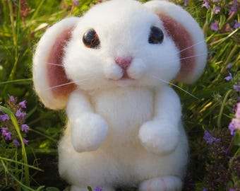 Needle Felted Easter Bunny Figurine - Handmade Wool Rabbit - Easter Basket Stuffer - Miniature Bunny Gift - Spring Home Decor