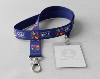 Custom Lanyards with logo – Personalized Printed ID Lanyards for Company or Business event, Corporate Branding Trade Shows Promotions