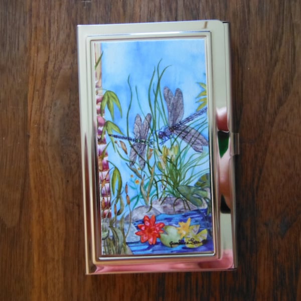 Business Card Holder/ Credit Card RFDI Blocking Case.   "Bonding" Dragonfly Made in Hawaii with Aloha