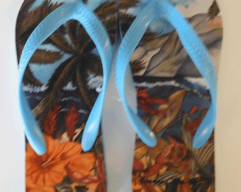 Flip Flops-  Secret Spot - Hawaii .  Artwork by Candace Lee.  Made in Hawaii with Aloha