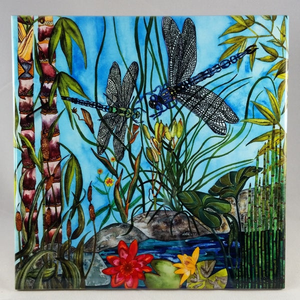 Bonding - Dragonfly ceramic tile.  Comes in three sizes 4.25". 6", or 8".  Artwork by Candace Lee.  Made in Hawaii