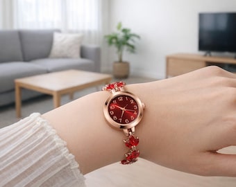 Rhinestone Bracelet Watch Women | Luxury Sparkling Quartz Wristwatch | Dainty Crystal Dress Watch | Elegant Gift for Her.