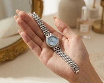 Minimalist Gold Bracelet Watch Women | Slim Small Dial Everyday Wristwatch | Dainty Elegant Jewelry Watch | Gift for Her.