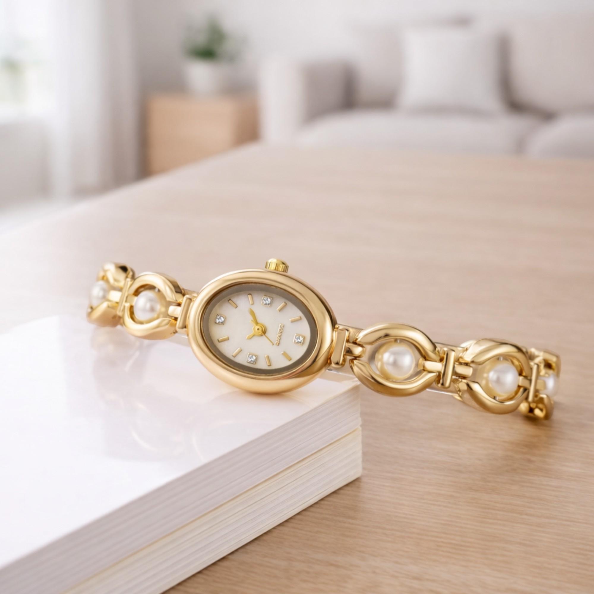 Pearl Bracelet Watch Women | Elegant Diamond Style Quartz  display picture 1