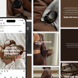Instagram-sjablonen in bruine stijl – 30 bewerkbare Canva-berichten | Minimalistisch contentcreatiepakket | Sjablonen voor sociale media