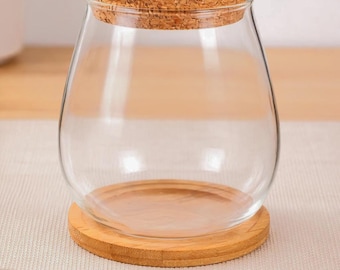 Szklany wazon hydroponiczny z bambusową podstawą, dekoracyjny pojemnik do terrarium, dekoracja domu i ogrodu