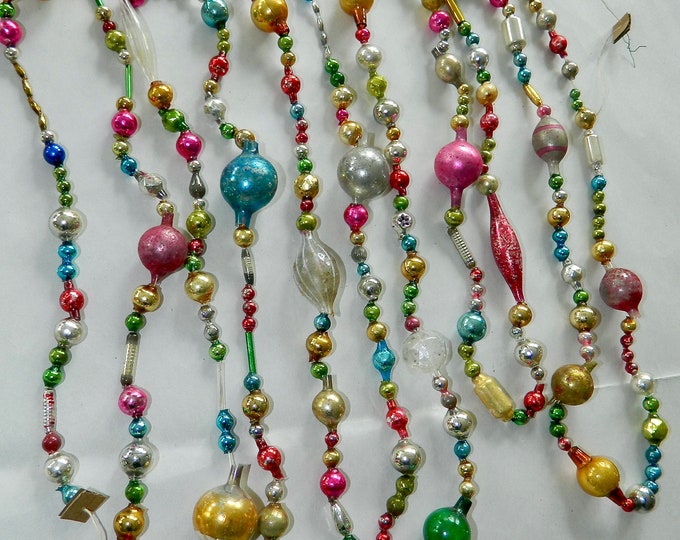 LONG 11 Feet Antique Vintage Mercury Glass Bead Christmas Garland Big
